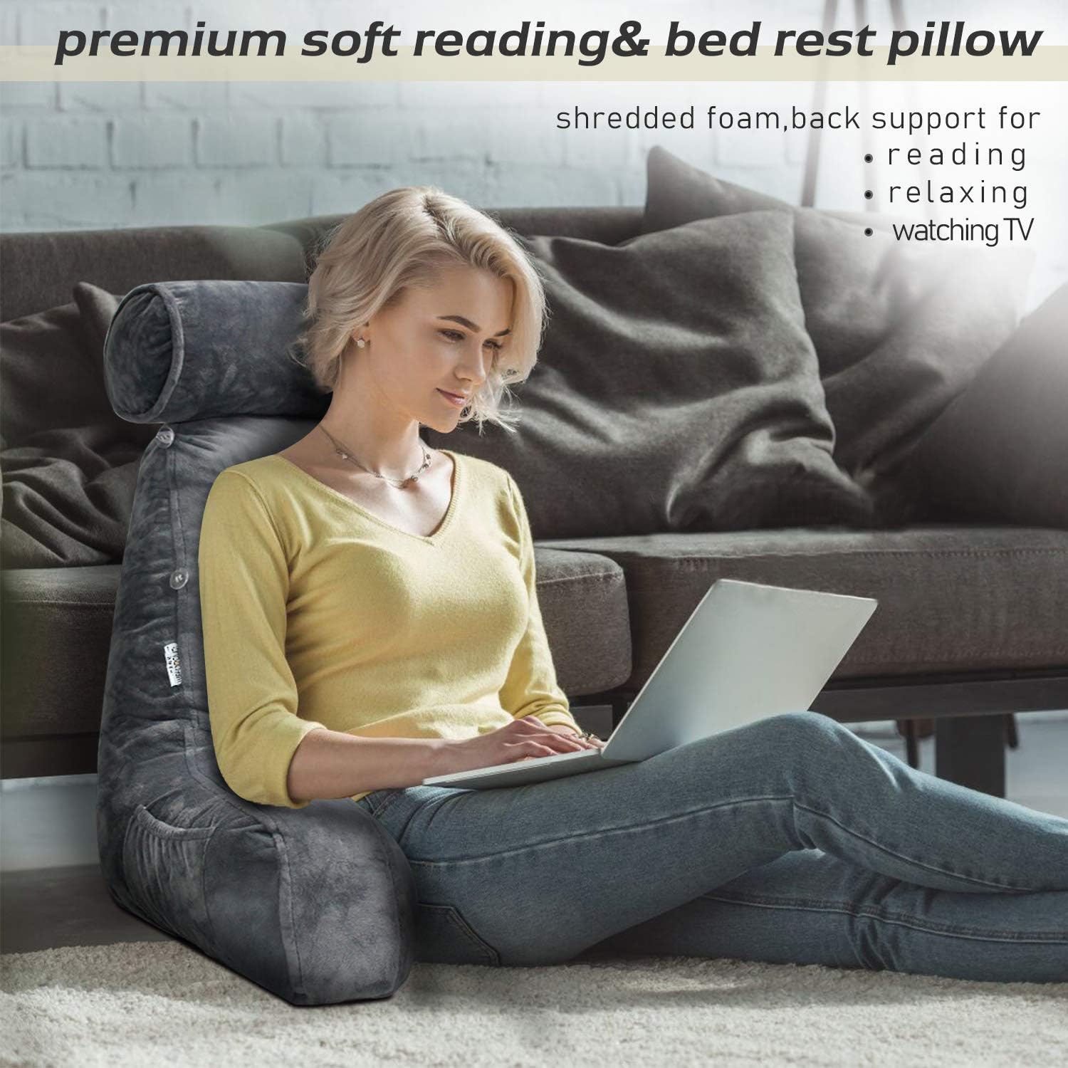 Reading Bed Pillow With Arms Support Cushion Fall 2025 - Tophatter Daily Deals