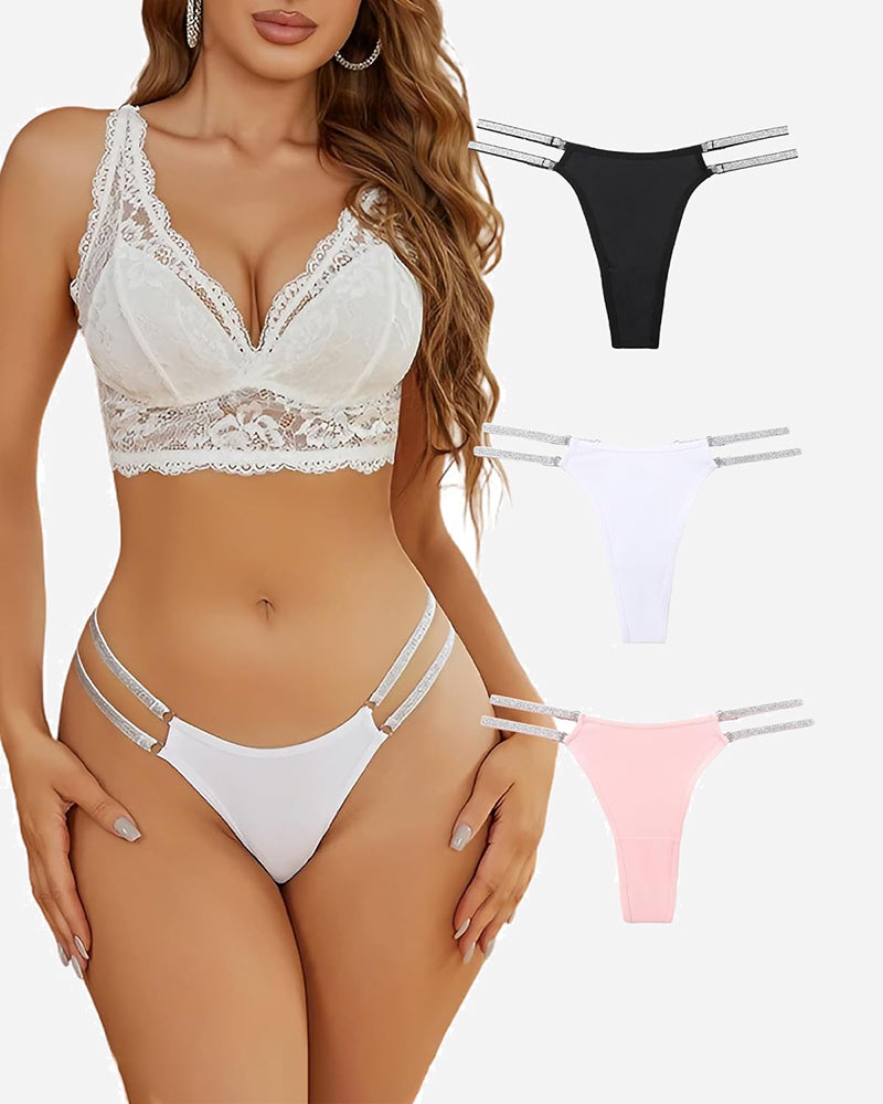 Low Waist Brazilian Tanga Panties 3 Pcs-1 Lingeries-panties - Tophatter Daily Deals