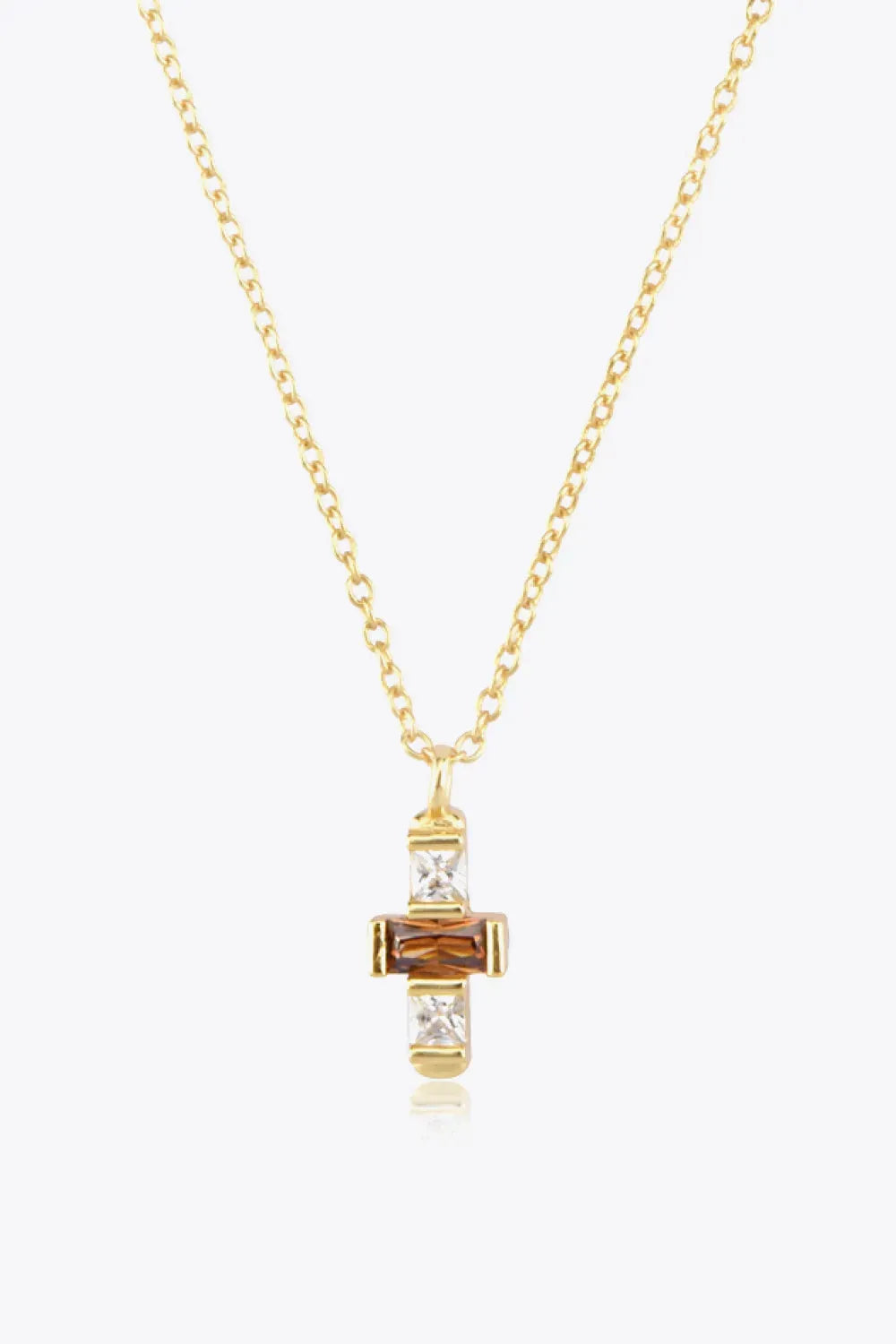 Zircon Cross Pendant 925 Sterling Silver Necklace Caramel One Size Necklaces - Tophatter Daily Deals