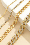 Gold 4pcs Rhinestone Decor Adjustable Chain Bracelet Set Bracelets - Tophatter Daily Deals