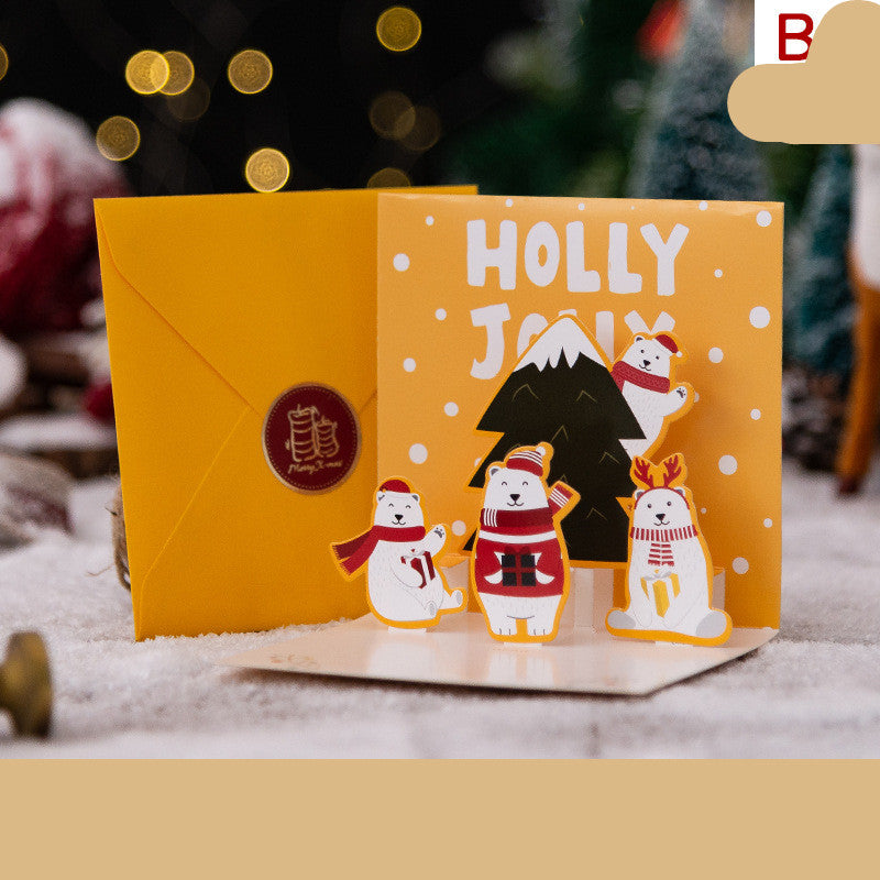 3D Three-dimensional Greeting Card Creative Christmas Eve Section BHK011 0 - Tophatter Daily Deals