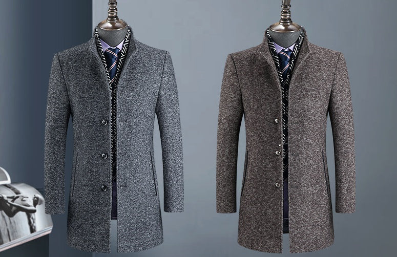 Insulating Men's Overcoat - Single-Breasted, Wool, Commute 3D Changing Face Moving Picture Frame - Tophatter Daily Deals