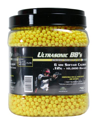 10,000 ct. Jar Ultrasonic Yellow Airsoft BBs (6mm, 0.12g) - TOPHATTER'S ARMORY DEALS Collectible Weapons - Tophatter Daily Deals