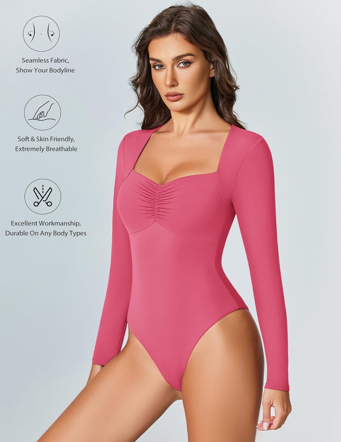 Sweetheart Neckline Bodysuit Tops Rose Red Shaperwear-bodysuit - Tophatter Daily Deals
