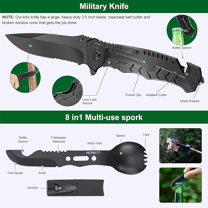 Survival Kit 28 in 1, Survival Gear Tool Emergency Tactical Equipment - Tophatter Daily Deals