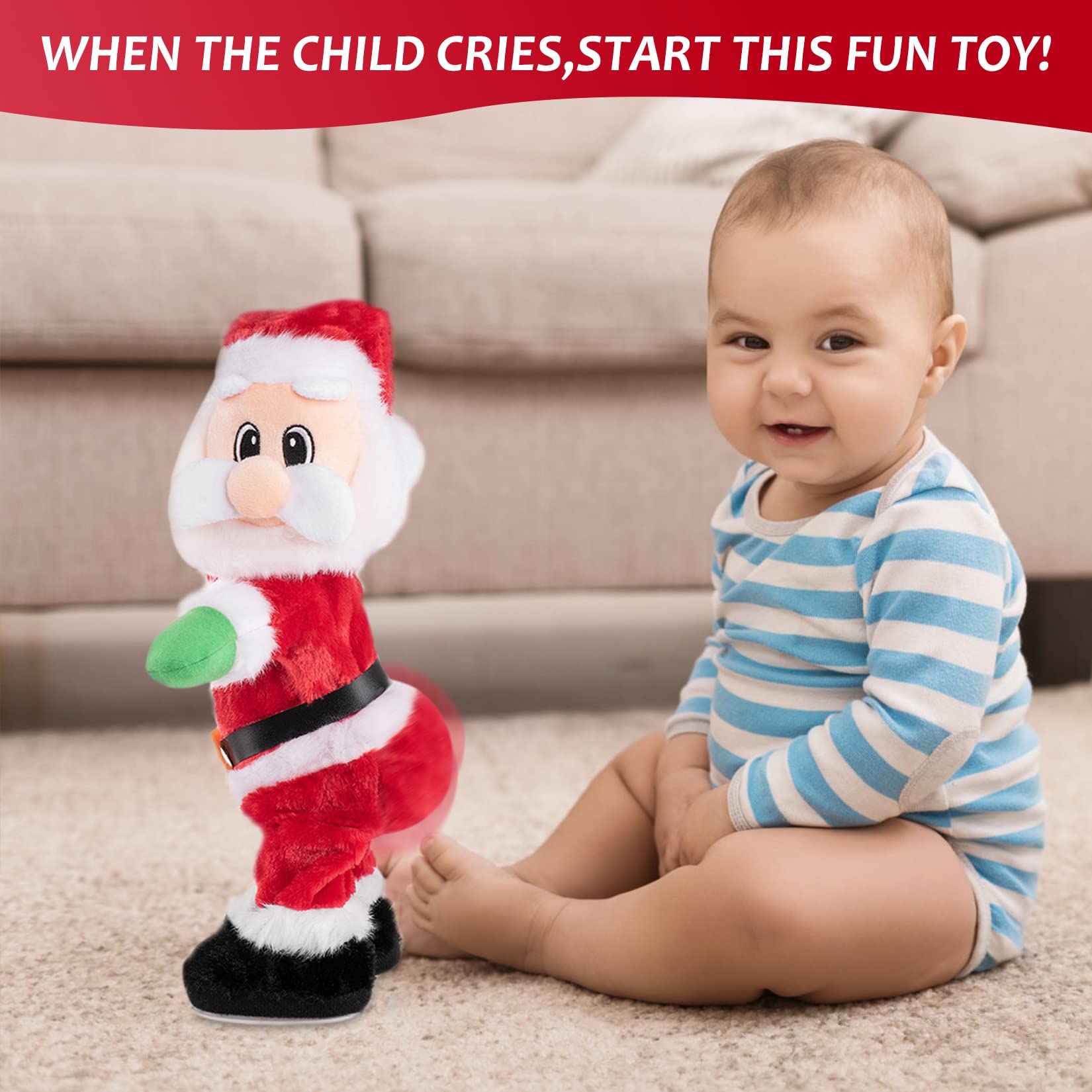 Twerking Santa Claus - Dancing Santa with Music Animated Christmas Stuffed Plush Doll Singing English Song Xmas Santa Toy for Kids - Tophatter Daily Deals