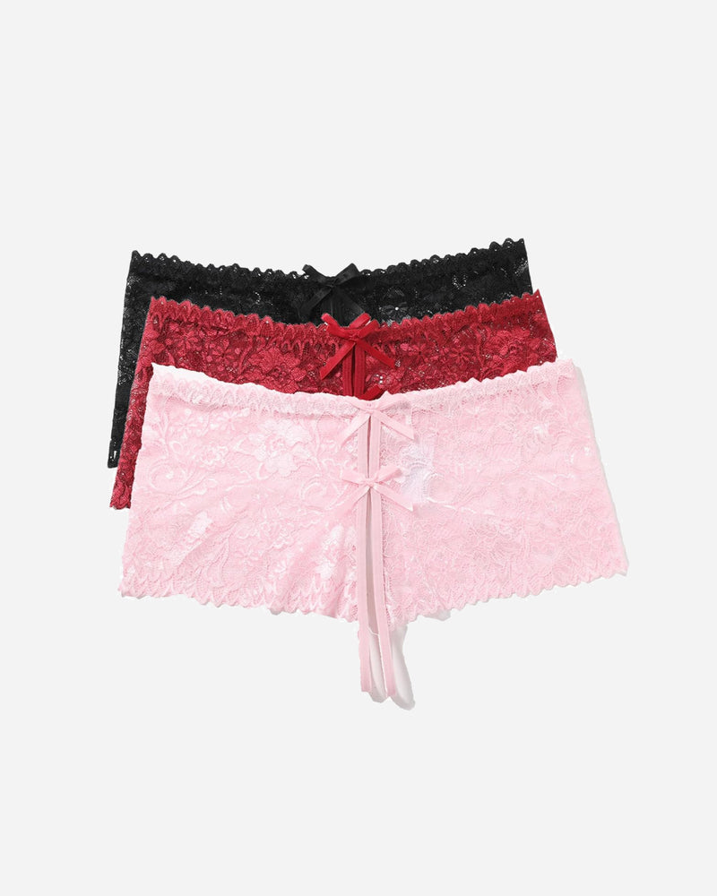 Lace Underwear High Waist Panty Pink+Red+Black Lingeries-panties - Tophatter Daily Deals