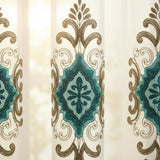 Embroidered Medallion Curtain Set – 2 Panel Window Drapes with Attached Backing & Matching Valance Furniture & Decor - Tophatter Daily Deals