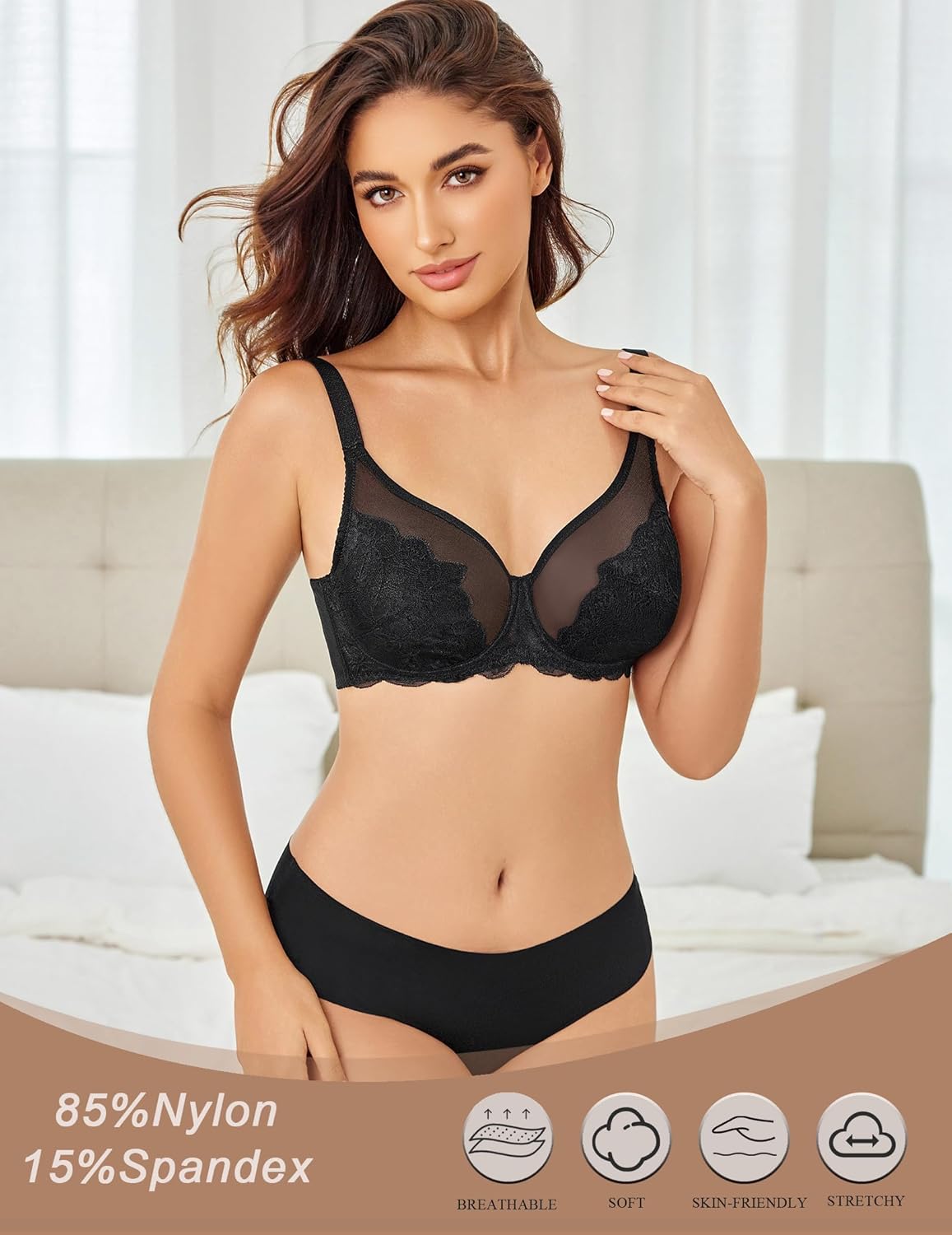 Lace Minimizer Bra Full Coverage Mesh Bra Lingerie Sets-Bras - Tophatter Daily Deals