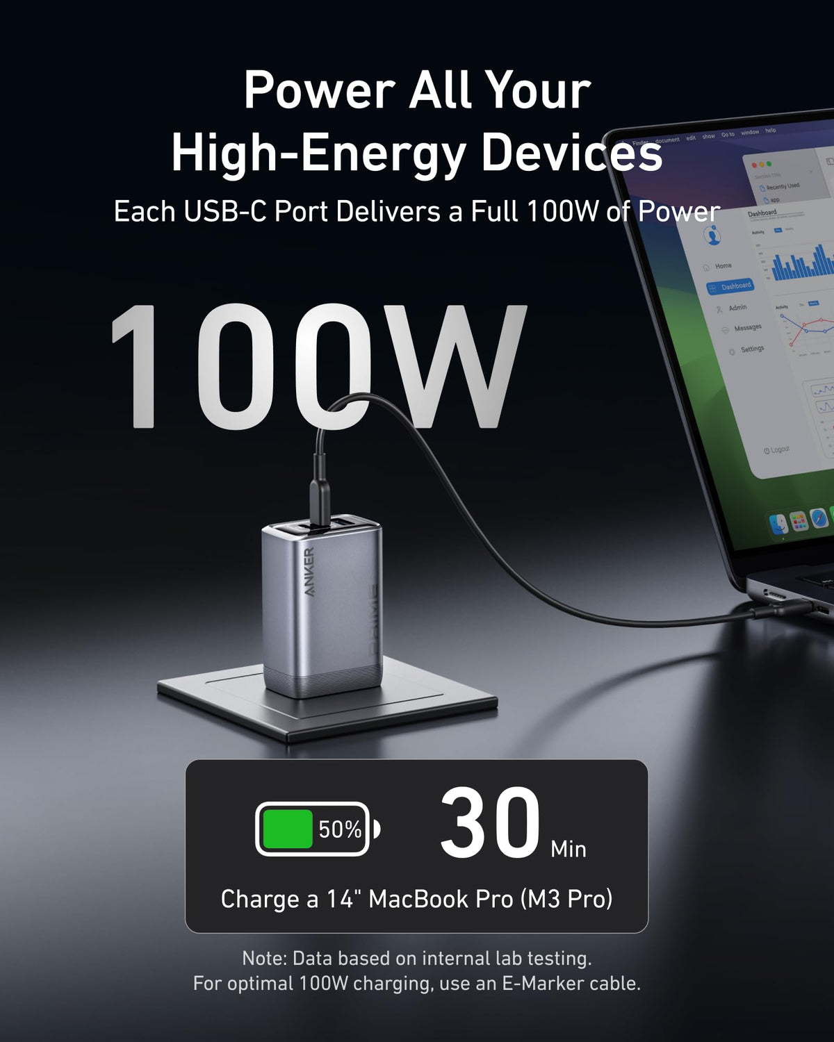 Anker Prime Charger (100W, 3 Ports, GaN) Batteries & Power Accessories - Tophatter Daily Deals