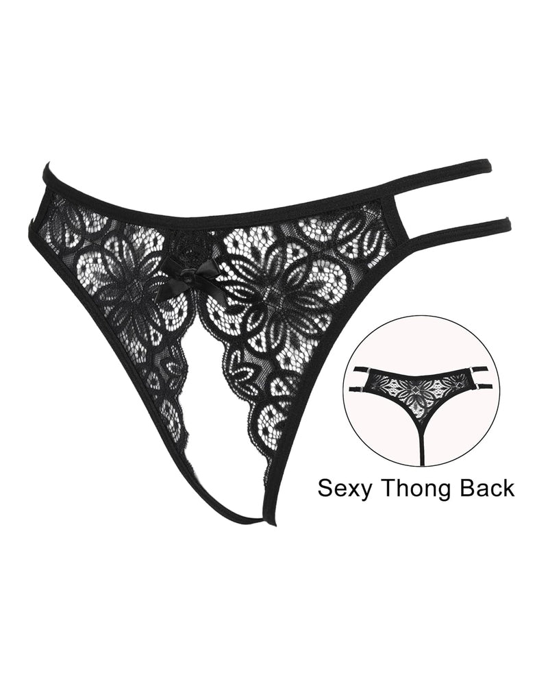 Floral Lace Briefs with Cute Bow Lingeries-panties - Tophatter Daily Deals
