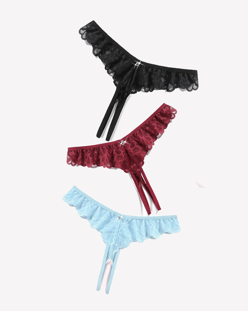 Lace Panties Criss Corss Thong Briefs Black Wine Red Light Blue Lingeries-panties - Tophatter Daily Deals
