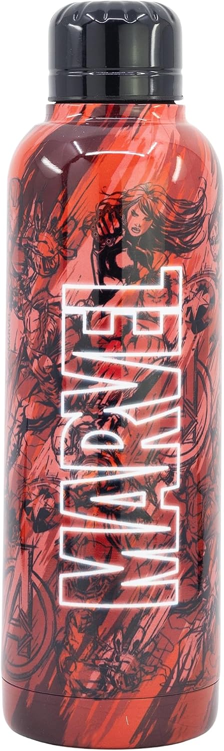 Marvel – Logo Pattern Water Bottle Water Bottle - Tophatter Daily Deals