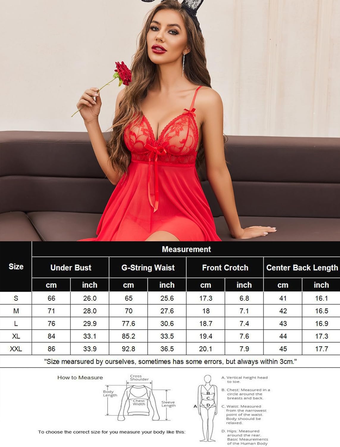 V Neck Lace Babydoll Boudoir Outfits Lingerie-Babydolls - Tophatter Daily Deals