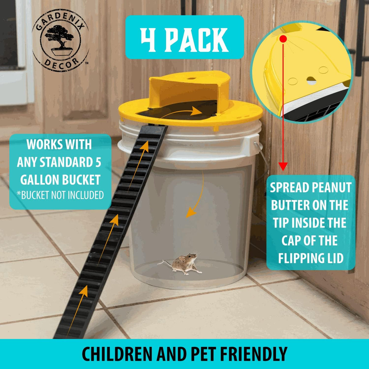 Mouse Trap Bucket Lid 4 Pack Reusable Weather Resistant - Tophatter Daily Deals