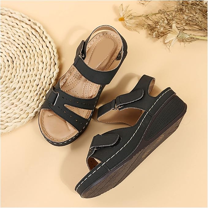Women’s Orthopedic Sandals – Lightweight, Breathable, Shock-Absorbing Gel Sole – Black, EU 44 Black Orthopedic Sandals - Tophatter Daily Deals