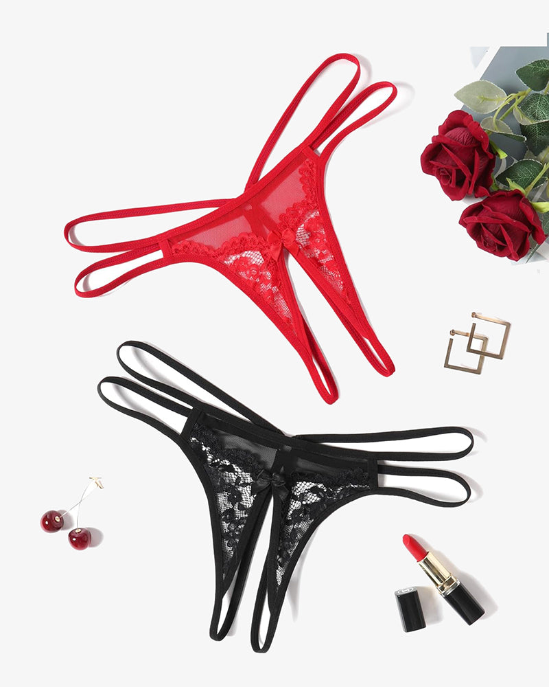 Lace Panties Floral Lace Briefs G-String Black Red Lingeries-panties - Tophatter Daily Deals