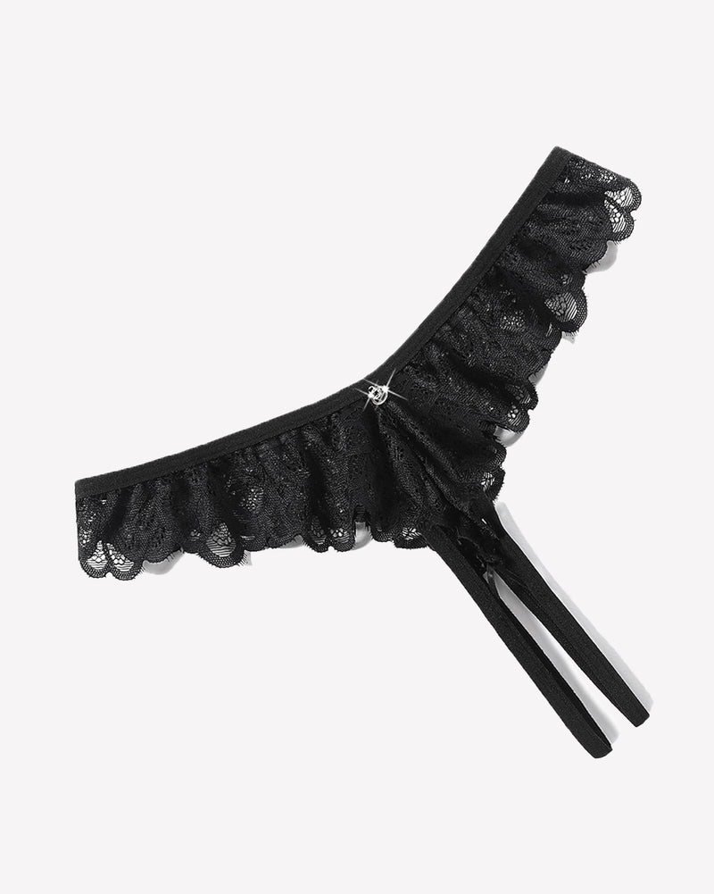 Lace Panties Criss Corss Thong Black Lingeries-panties - Tophatter Daily Deals