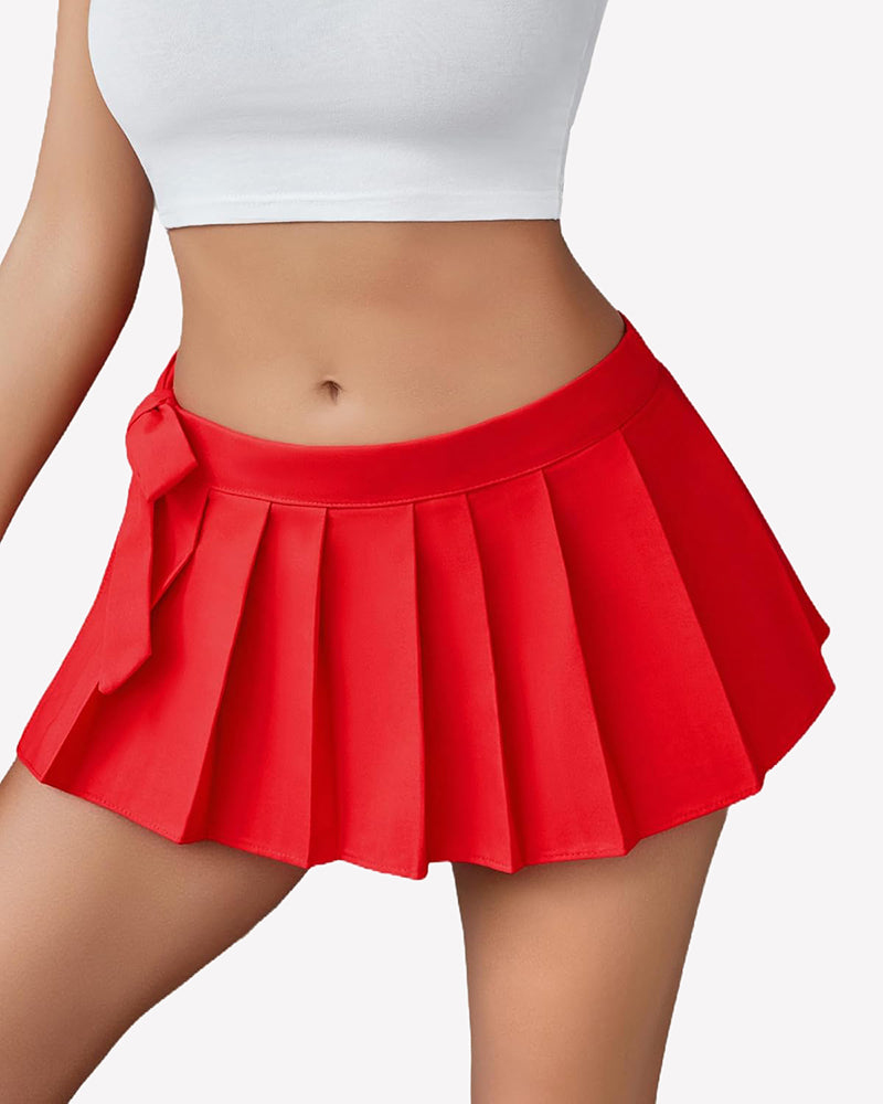 Pleated Mini Skirt Role Play Skirts Red Lingeries-mini skirts - Tophatter Daily Deals