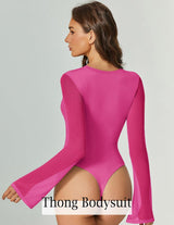 Bell Long Sleeve Bodysuits Mesh Leotard Tops Shaperwear-bodysuit - Tophatter Daily Deals