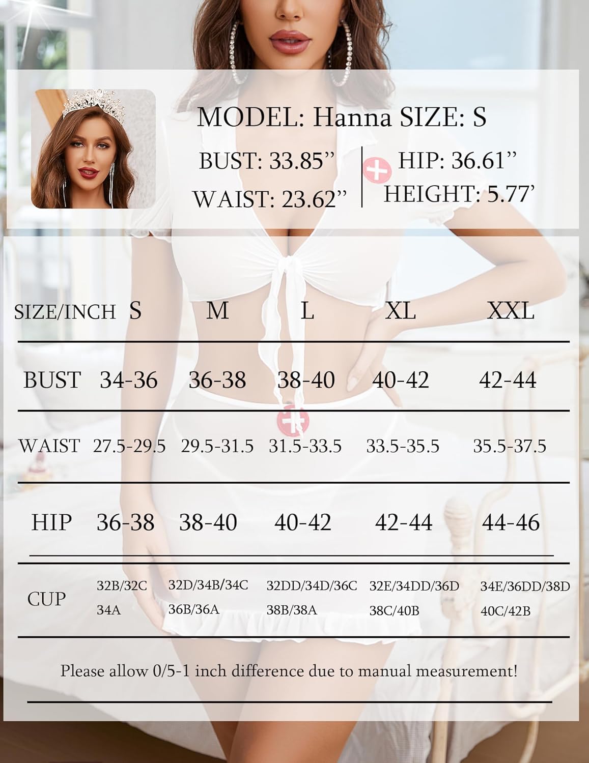 Nurse Cosplay Outfits with Tie Top and Mini Skirt Set Lingerie Sets-Skirt Sets - Tophatter Daily Deals