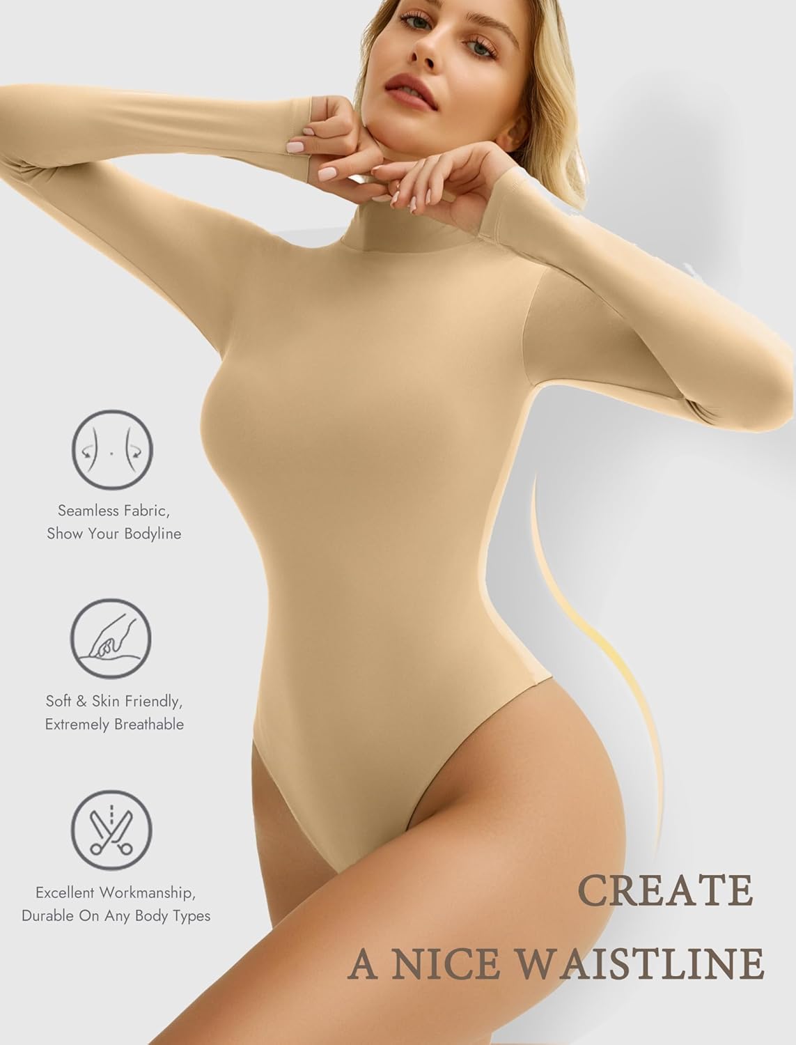 High Neck Snap Closure Soft Bodysuit Shapewear Shaperwear-bodysuit - Tophatter Daily Deals