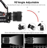 120,000LM Super Bright LED Rechargeable Headlamp, Zoomable Head lamp - Tophatter Daily Deals