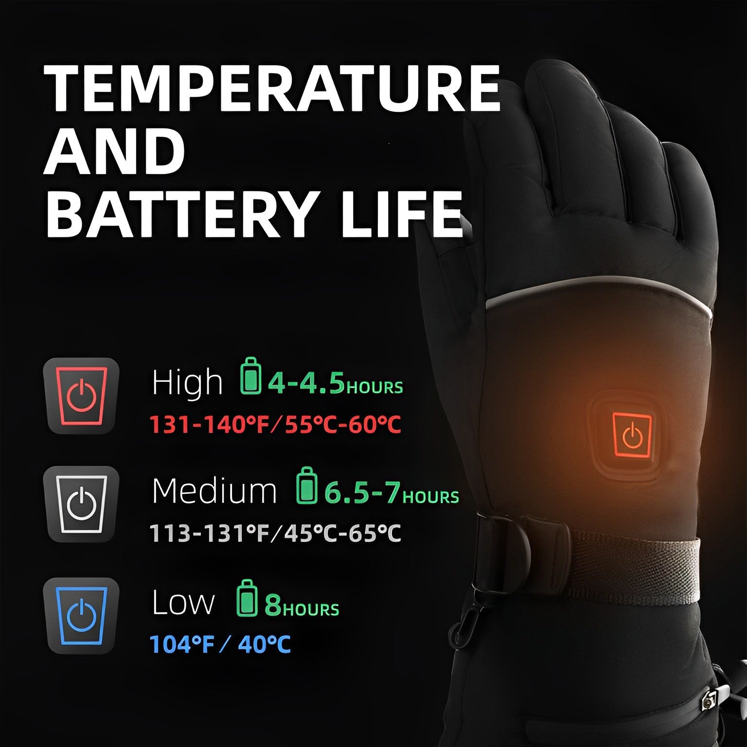 Heated Gloves Battery Heated Winter Gloves 8 Hour Warmth - Tophatter Daily Deals