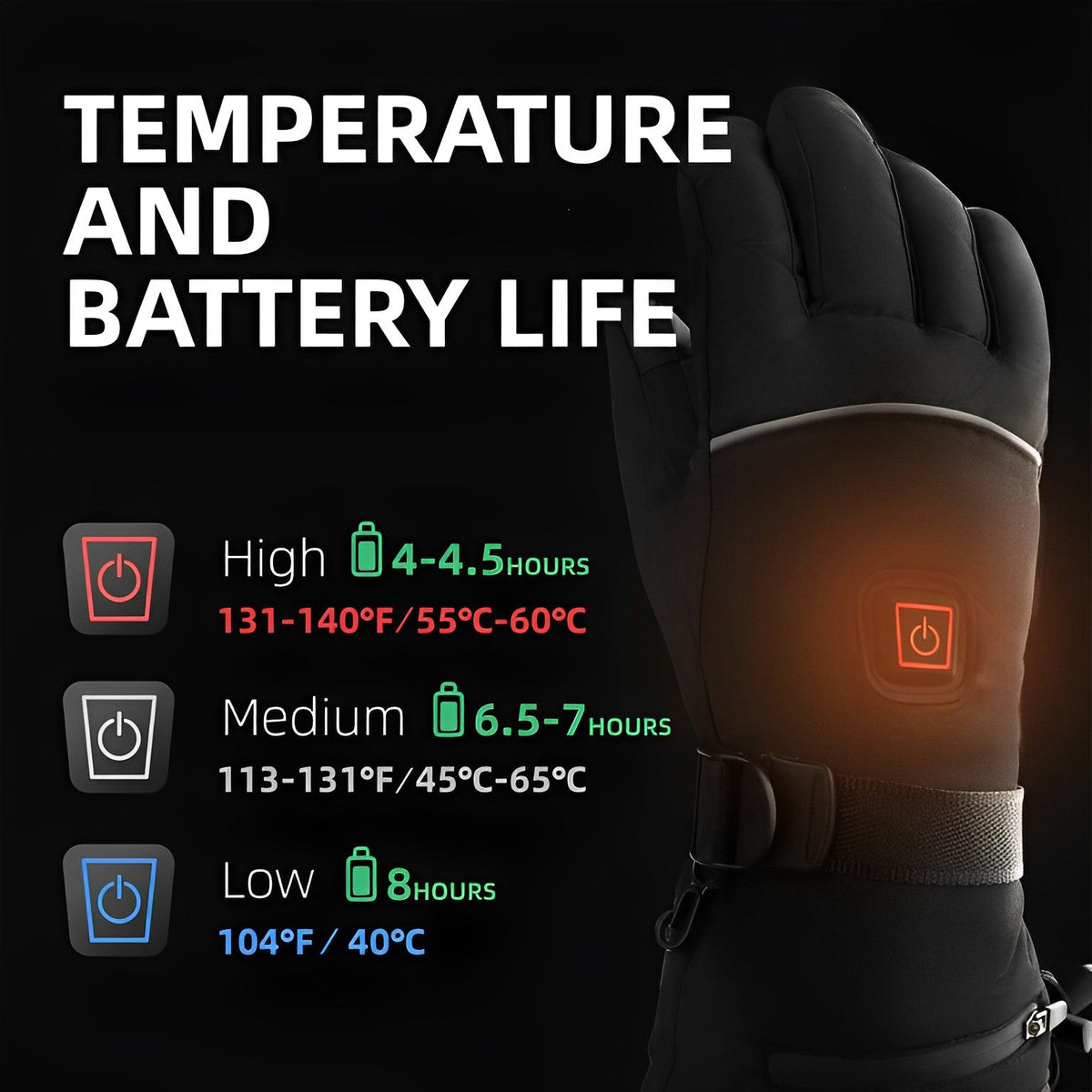 Heated Gloves Battery Heated Winter Gloves 8 Hour Warmth - Tophatter Daily Deals