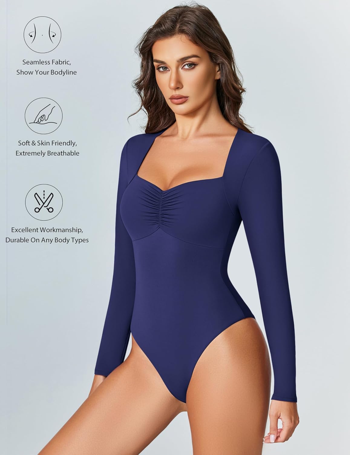 Sweetheart Neckline Bodysuit Tops Blue Shaperwear-bodysuit - Tophatter Daily Deals