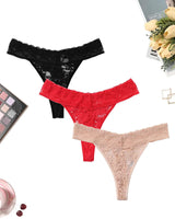 Lace Low Waist Brazilian Panties 3 Pcs-1 Lingeries-panties - Tophatter Daily Deals