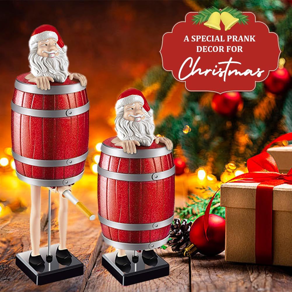 Funny & Quirky Santa Cigarette Dispenser, Prank Pop-Up Cigarette Holder Box, Santa Claus in The Wooden Barrel Cigarette Box Figurines for Christmas Party Home Decor - Tophatter Daily Deals