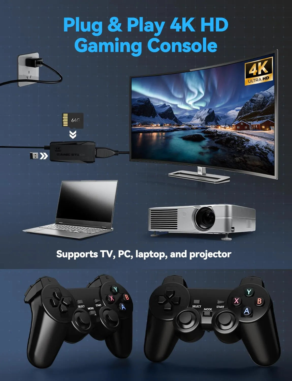 Newest 20000+ Games Retro Game Console Video Gaming: HDMI 4K Mini NES Classic Edition Game Stick Emulator with 2.4G Wireless Controllers, Plug and Play Video Games for TV Video Game Consoles - Tophatter Daily Deals