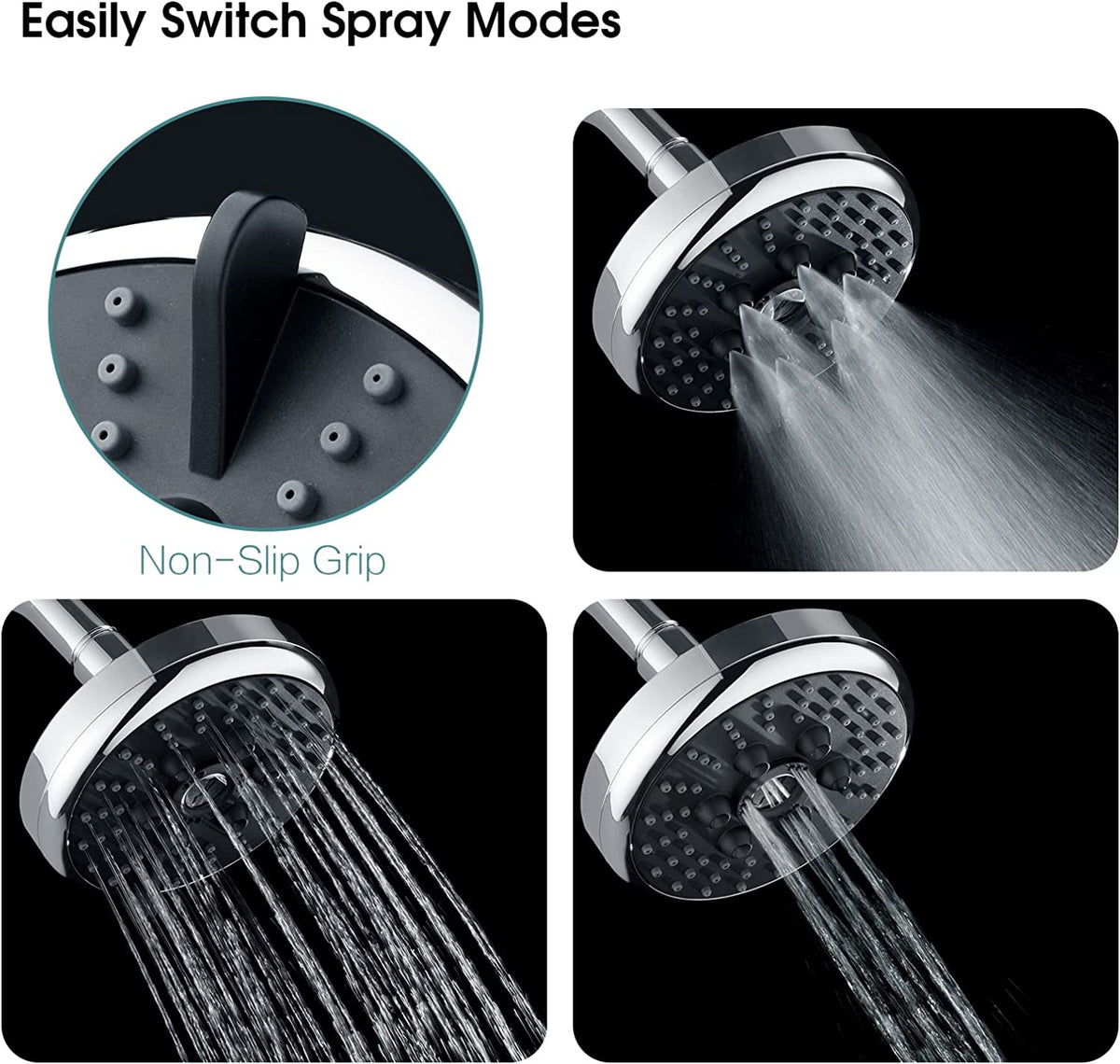 3 Spray Fixed Rainfall Shower Head with Adjustable Metal Swivel Ball Joint Home Improvement - Tophatter Daily Deals