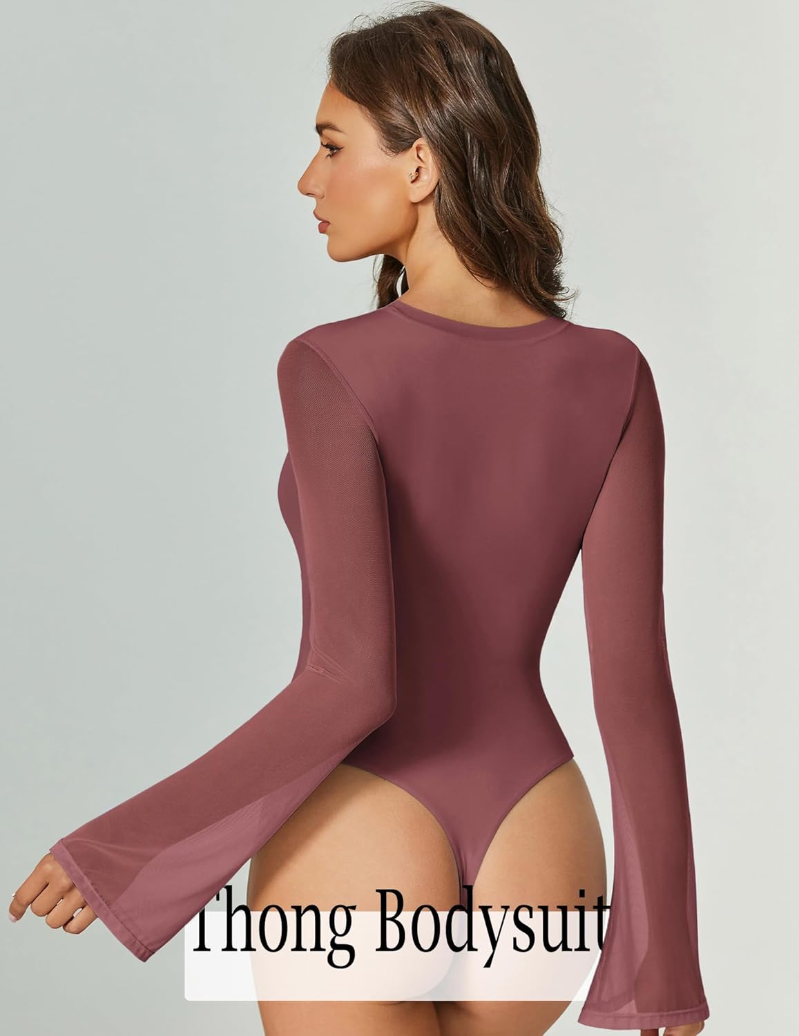 Bell Long Sleeve Bodysuits Mesh Leotard Tops Shaperwear-bodysuit - Tophatter Daily Deals
