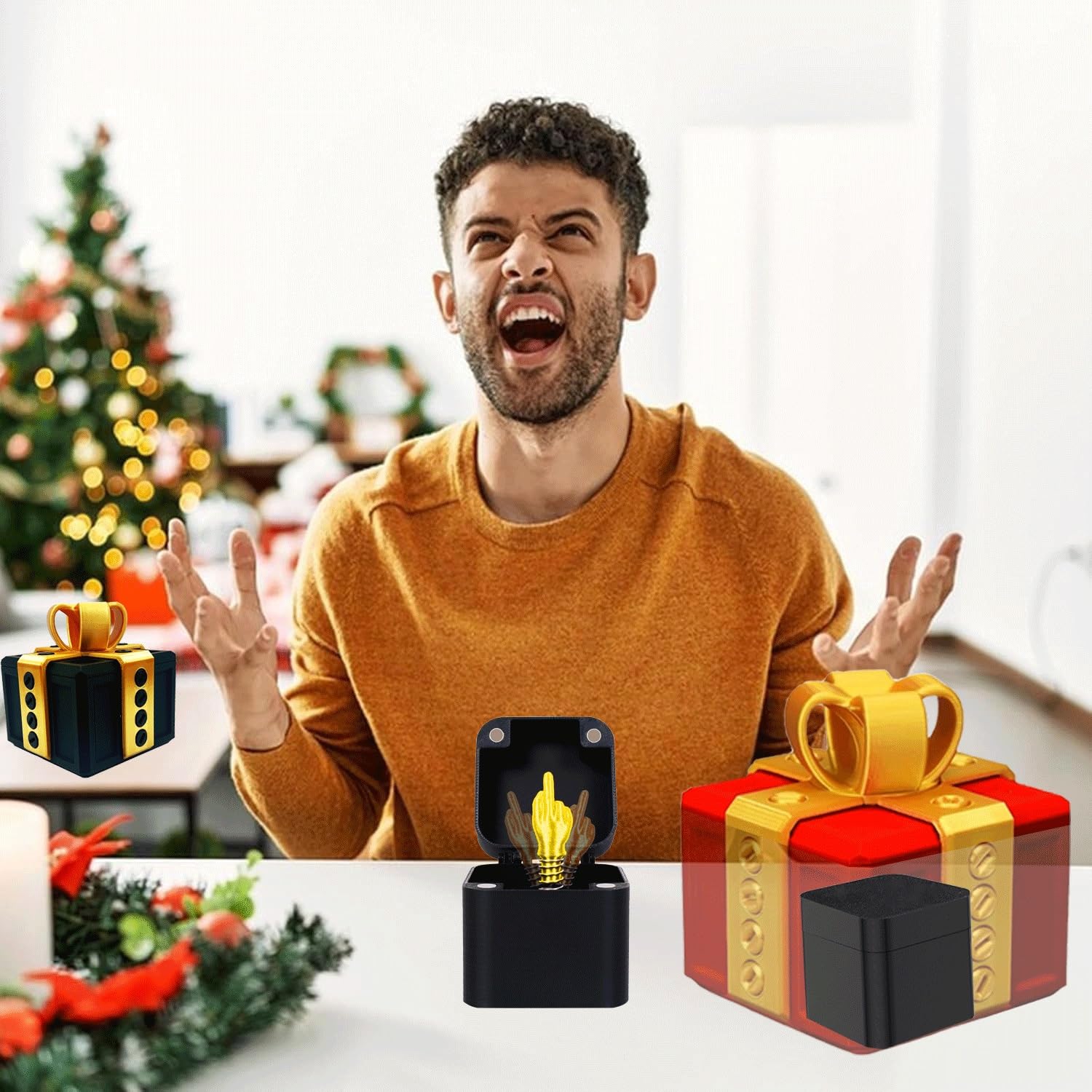 The Annoying Present with Middle Finger in A Box Gift Box with Screws Prank Surprise Pop-Up Novelty Funny Gifts for Adult Toys - Tophatter Daily Deals