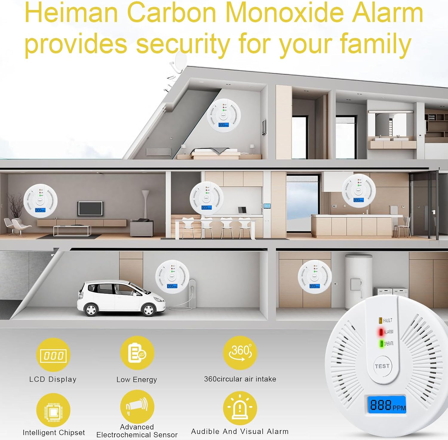 Portable Carbon Monoxide Detector – Battery-Operated CO Alarm Home Improvement - Tophatter Daily Deals