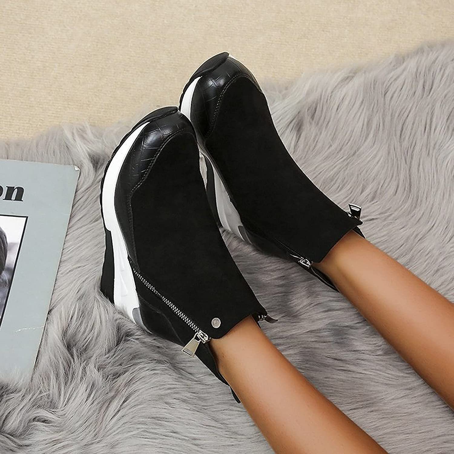Waterproof Cozy Women’s Ankle Boots - Wedge Suede Heel - Tophatter Daily Deals