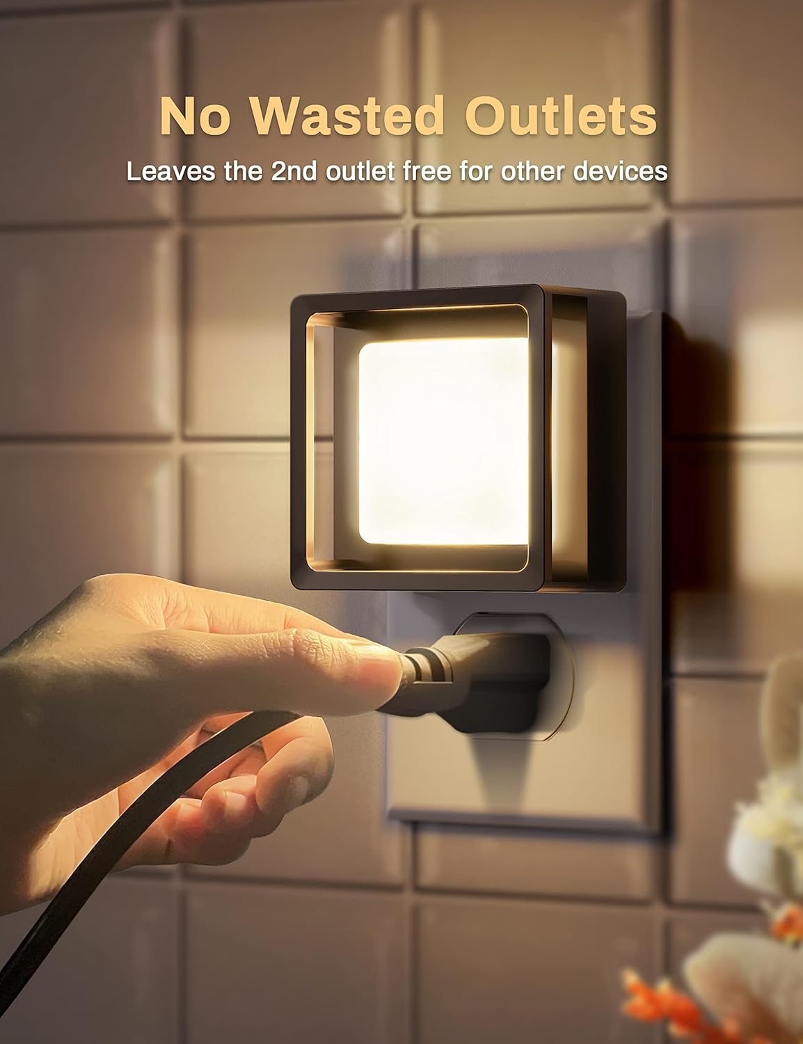 LED Night Light [2 Pack] with Dusk-to-Dawn Sensor, Dimmable, Adjustable Brightness Indoor Lighting - Tophatter Daily Deals