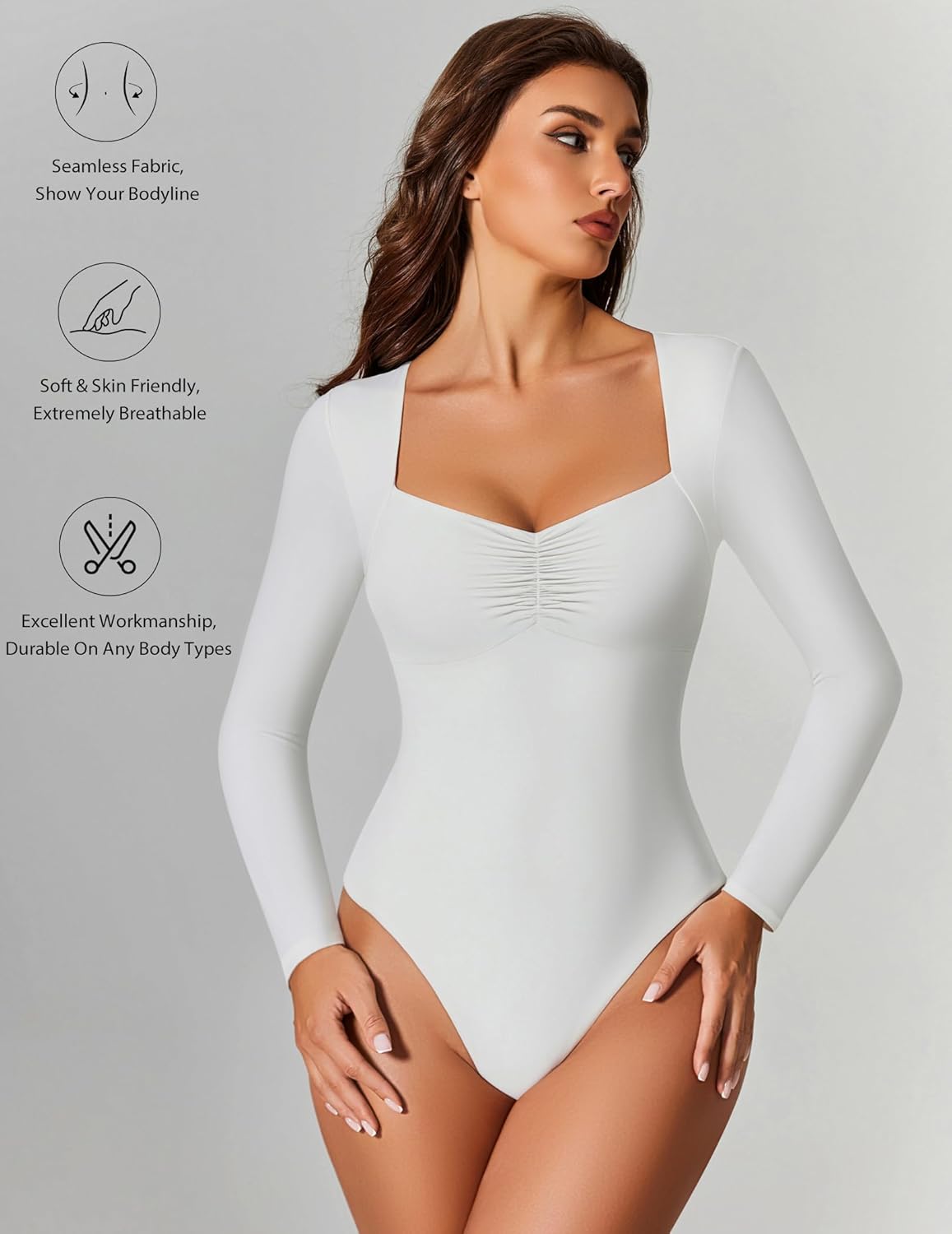 Sweetheart Neckline Bodysuit Tops White Shaperwear-bodysuit - Tophatter Daily Deals