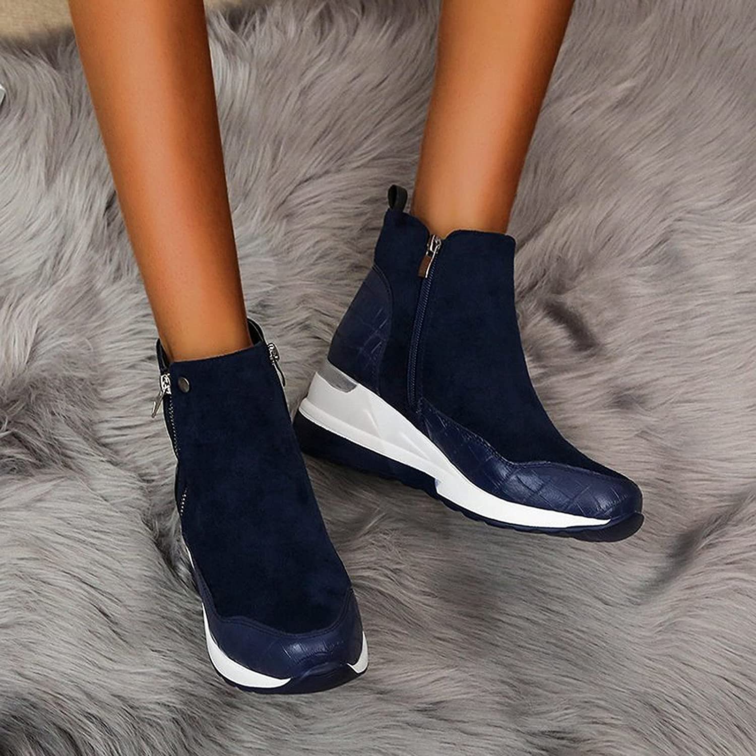 Waterproof Cozy Women’s Ankle Boots - Wedge Suede Heel - Tophatter Daily Deals