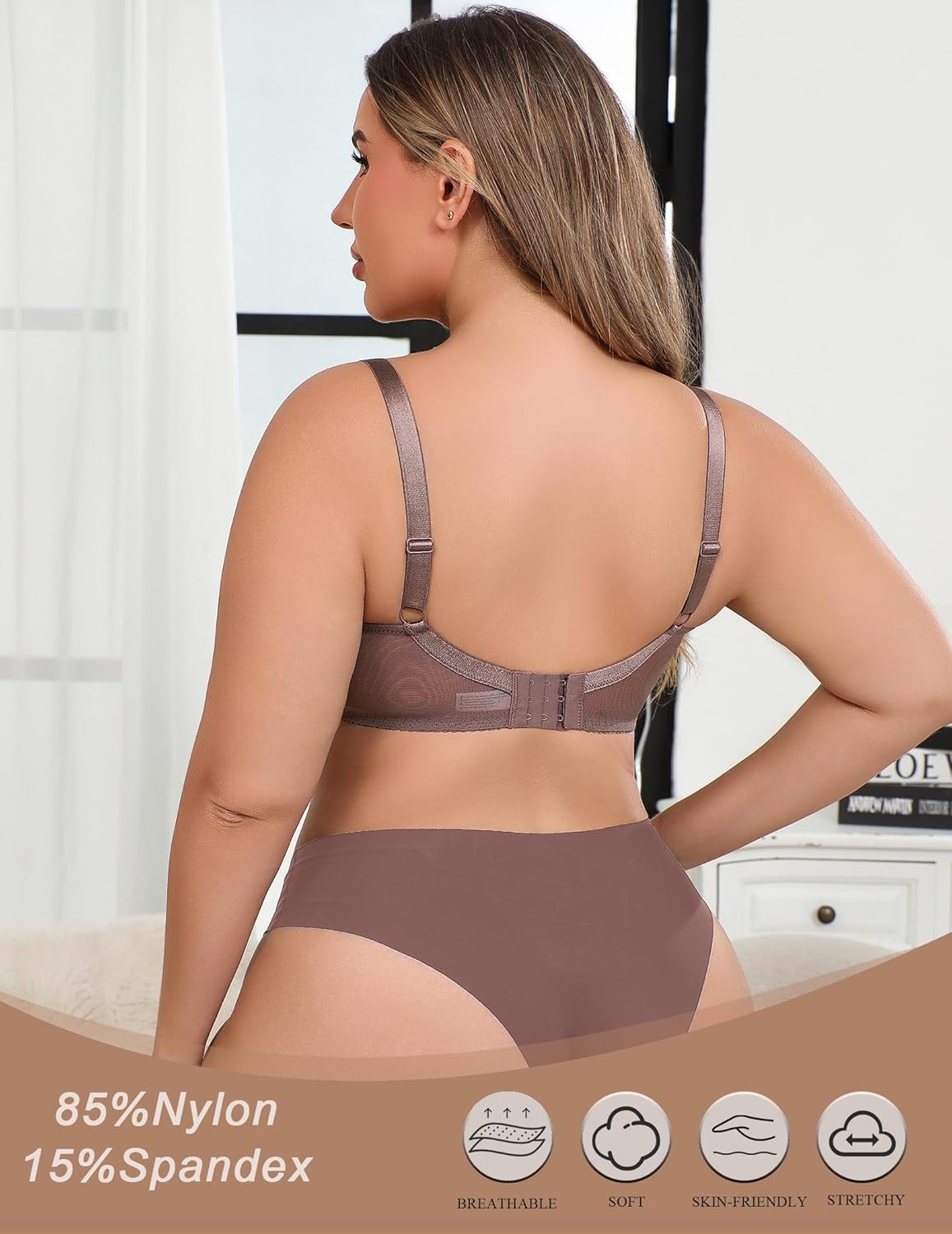 Lace Minimizer Bra Full Coverage Mesh Bra Lingerie Sets-Bras - Tophatter Daily Deals