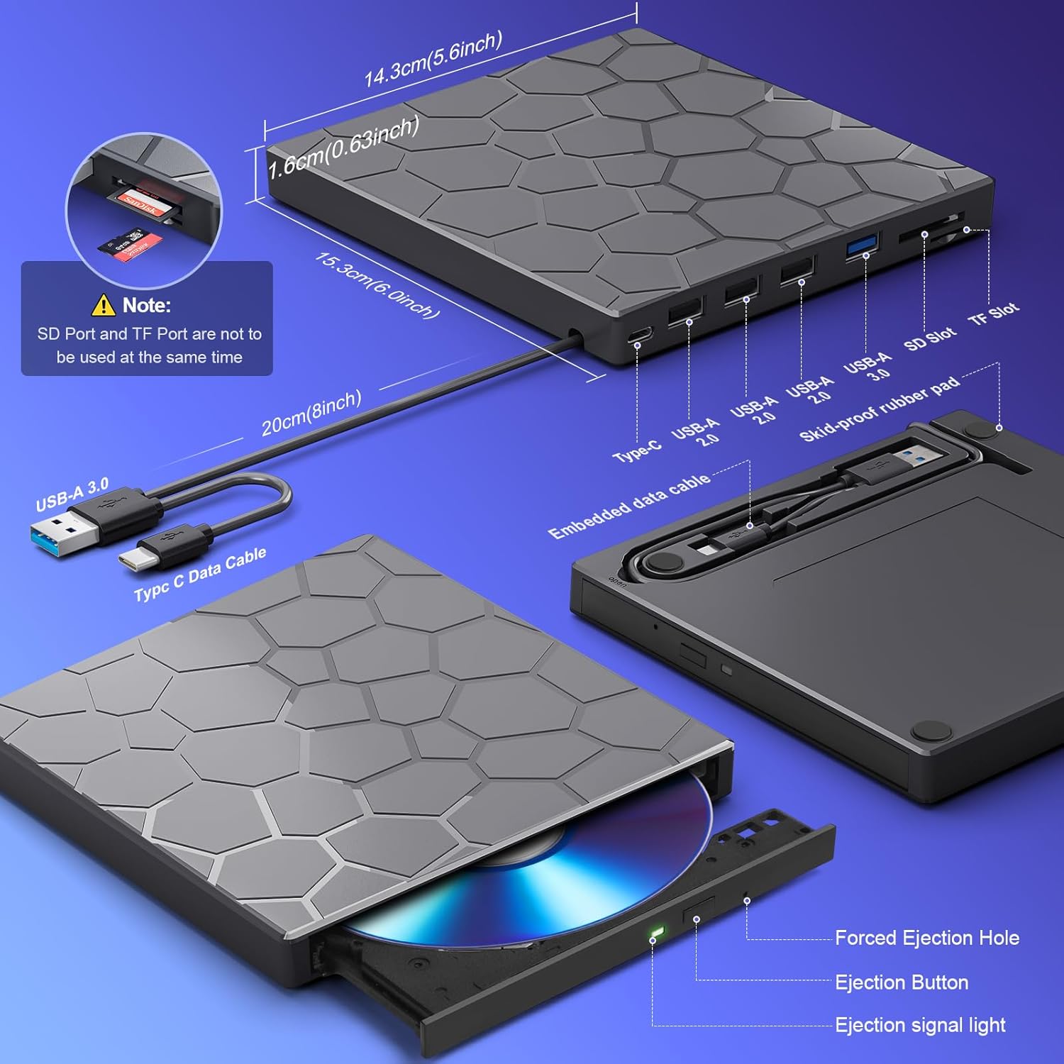 High-Speed USB 3.0 External CD/DVD Drive with Burner – Plug & Play, Windows & Mac Compatible Computer Accessories - Tophatter Daily Deals