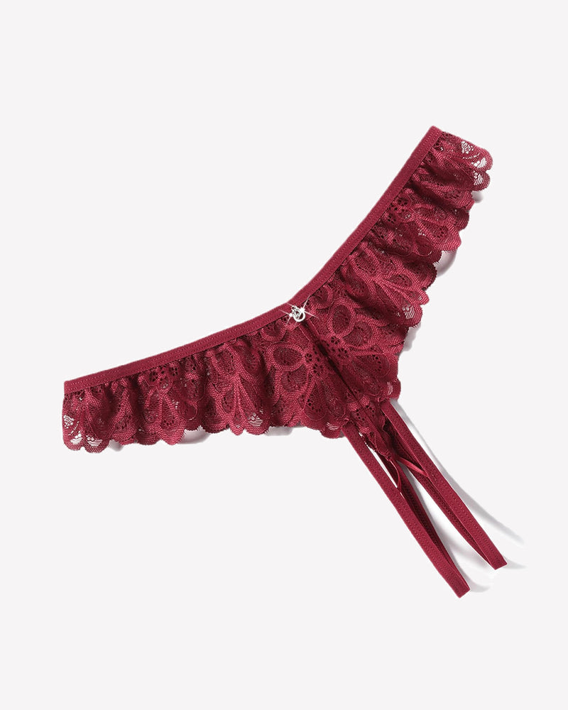 Lace Panties Criss Corss Thong Wine Red Lingeries-panties - Tophatter Daily Deals