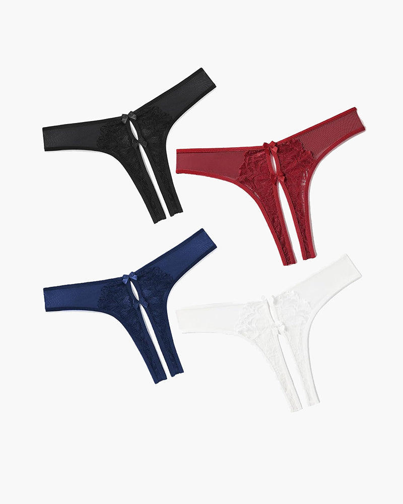Mesh Panties Briefs with Cute Bow 4 Pcs-1 Lingeries-panties - Tophatter Daily Deals