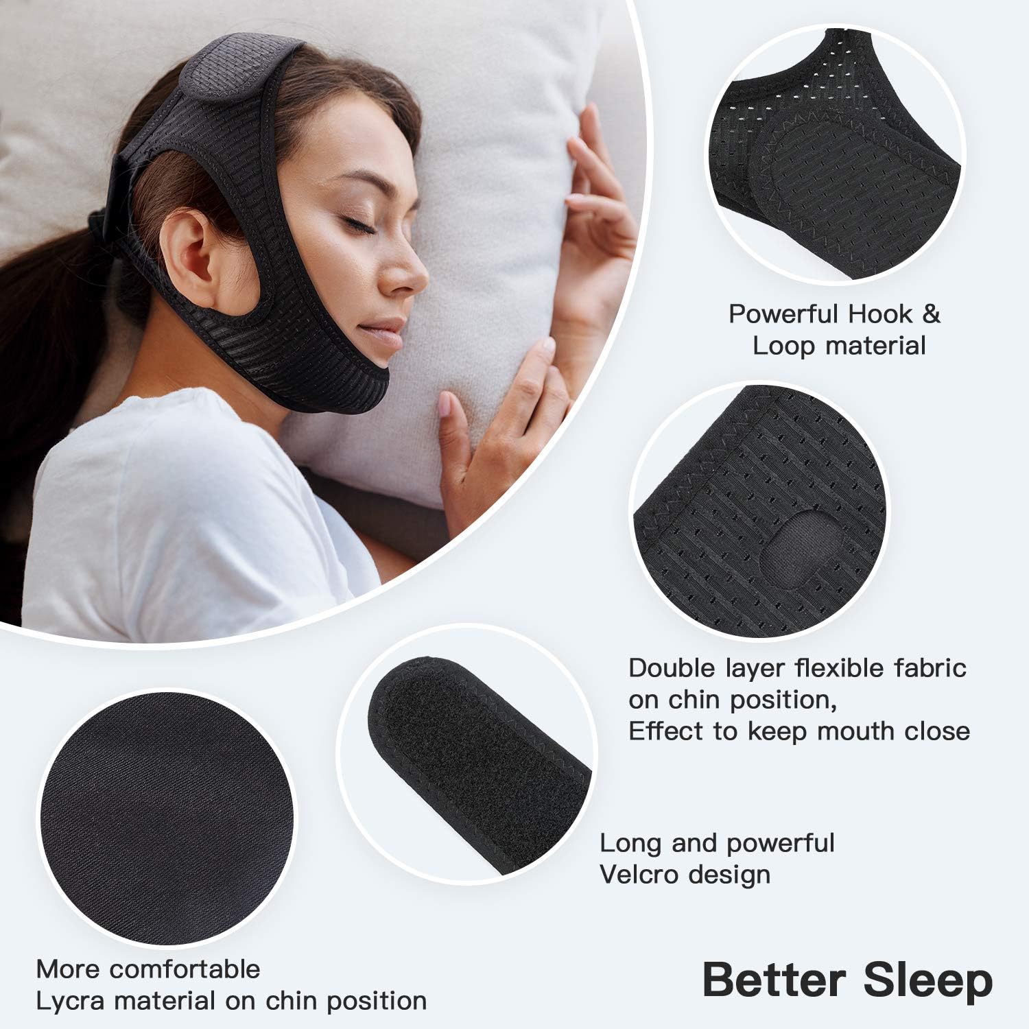 Anti Snoring Chin Strap Breathable Sleep Apnea Aid 2025 - Tophatter Daily Deals