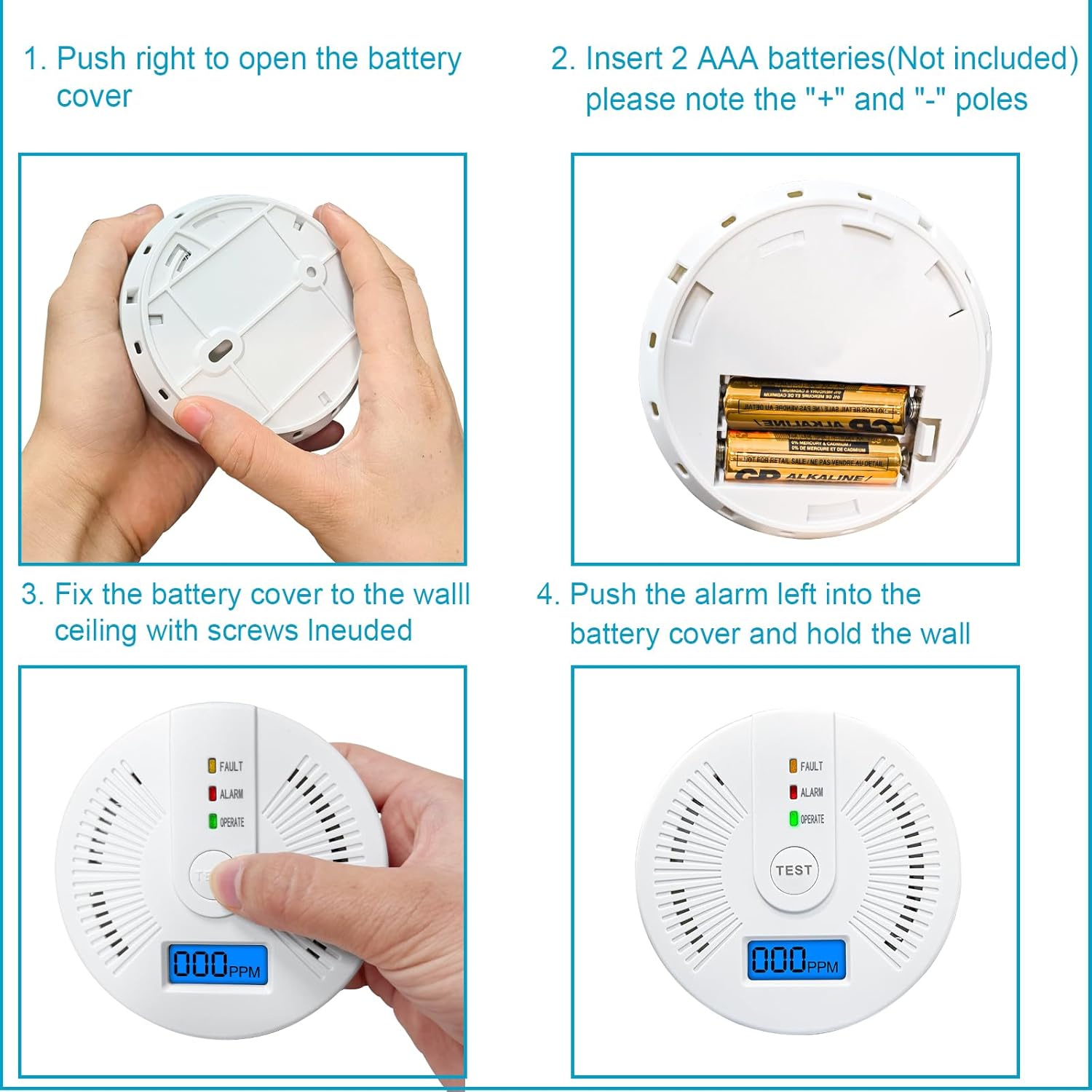Portable Carbon Monoxide Detector – Battery-Operated CO Alarm Home Improvement - Tophatter Daily Deals