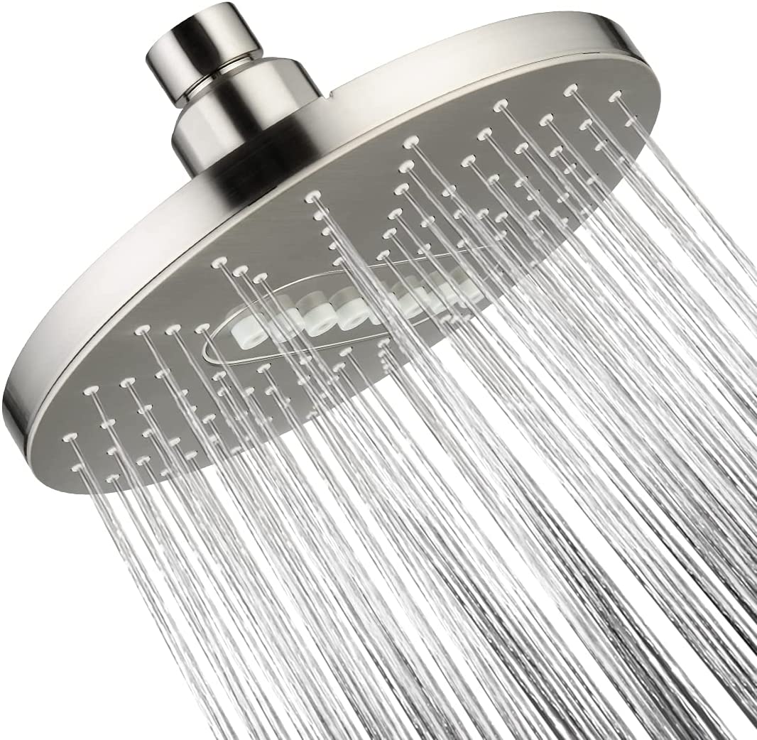 Bright Showers 6.3" 2-Spray Rainfall Shower Head with Adjustable Angles Brushed Nickel Home Improvement - Tophatter Daily Deals