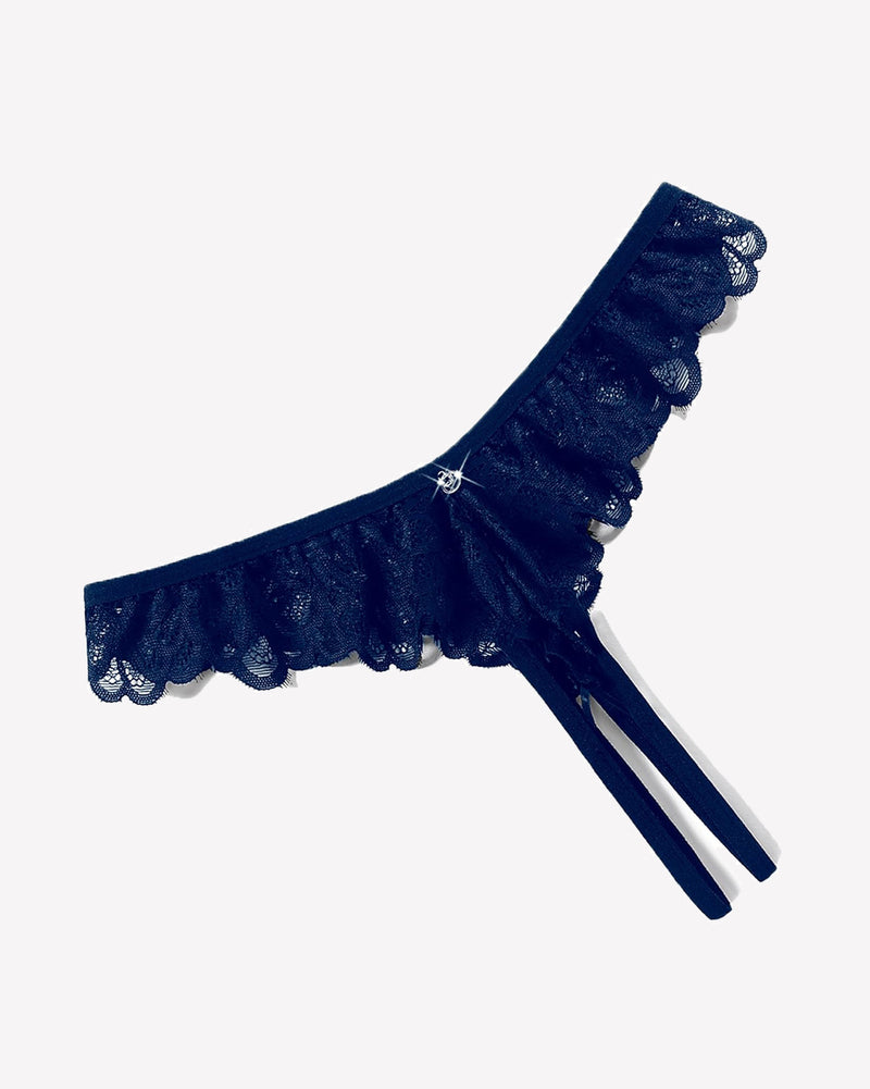 Lace Panties Criss Corss Thong Navy Blue Lingeries-panties - Tophatter Daily Deals