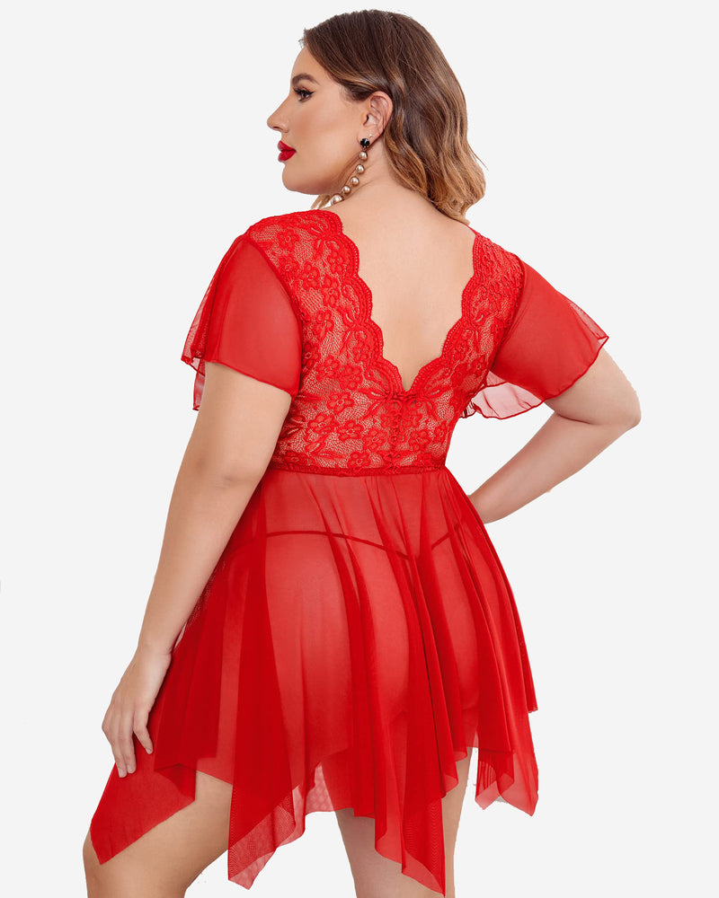 Plus Size Floral Lace Lingerie Lingerie Sets-Plus size - Tophatter Daily Deals